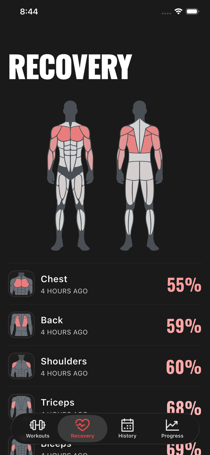 225 muscle recovery screen